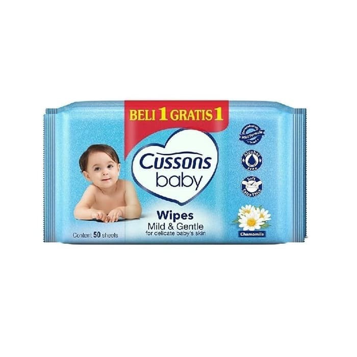 Cussons Baby Wipes Soft &amp; Smooth 45s - Tissue Basah Beli 1 Gratis 1 (Tersedia varian aroma)