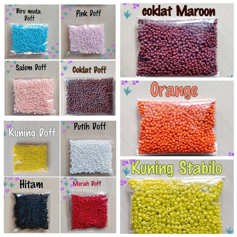 Mote Manik Payet Pasir Doff Ukuran 11/0 - 2mm ( 10 Gram )