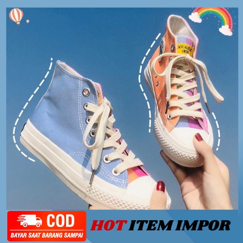 SW319 Sepatu Berubah Warna UV Light Keren dan Trandy Impor Sepatu Kanvas Wanita