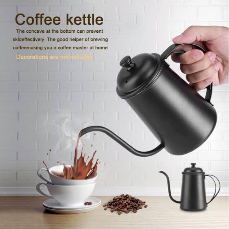 KETTLE GOOSENECK / TEKO LEHER ANGSA 650 ml BLACK UNIK ANTIK ARTISTIK