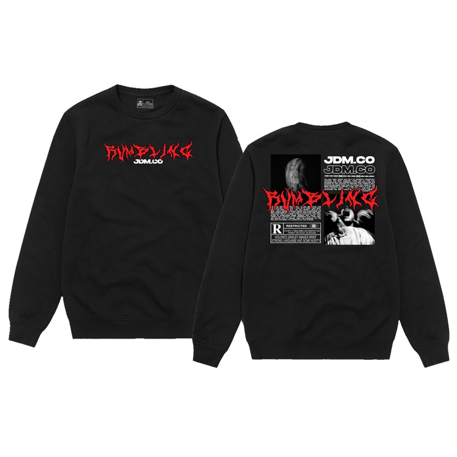 Crewneck Black Motif Simpel Pria dan Wanita Premium Quality-6