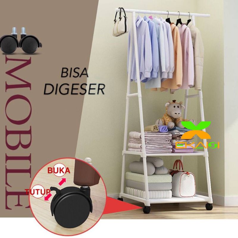 Rak Baju Serbaguna dengan 4 roda / Stand Hanger