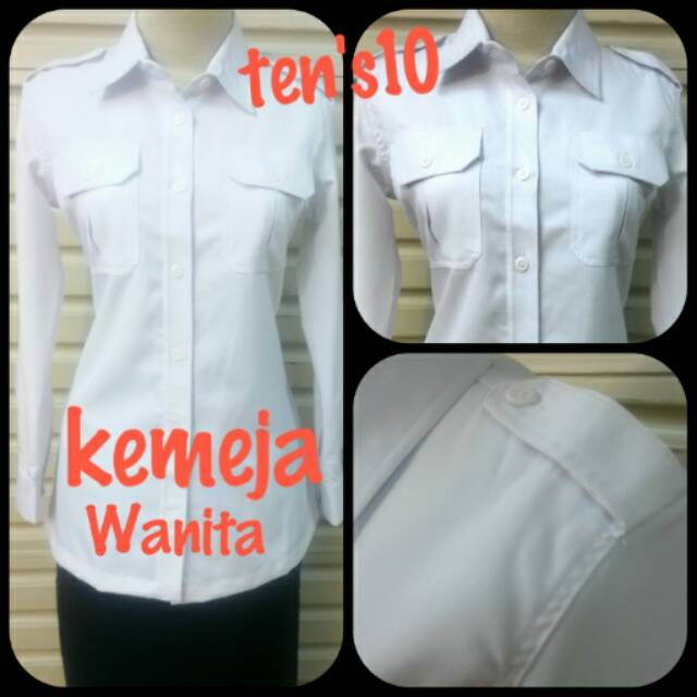 Seragam kemeja putih wanita TANPA FURING bhn charlene by Seragam kemeja putih wanita TANPA FURING bhn charlene by