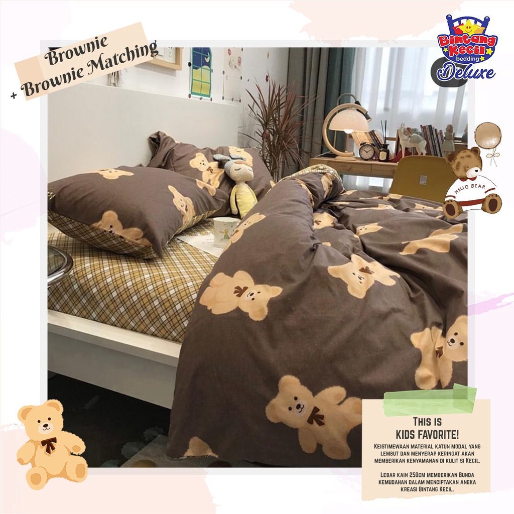 Bedcover sprei katun import motif kotak by LOVINA halus adem lembut kualitas atas FATA LADY ROSE