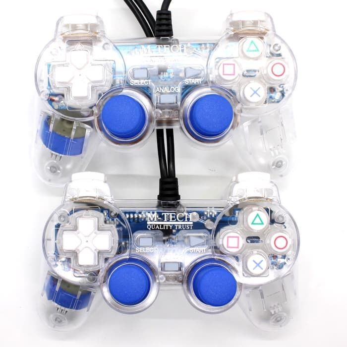 Gamepad double m-tech wired usb2.0 transparent for Pc ps3 ps4 - Joystick controller 2 transparan