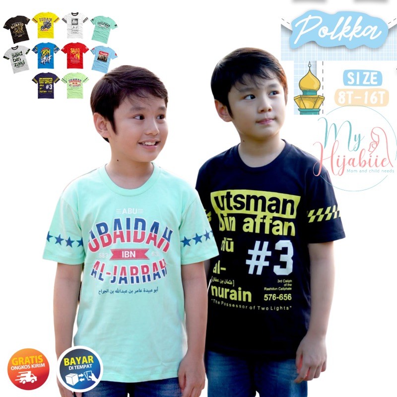 Polkka Kaos Anak Laki laki Serial Sahabat Nabi - Baju Pakaian Atasan Laki laki 8 10 12 14 16 Tahun