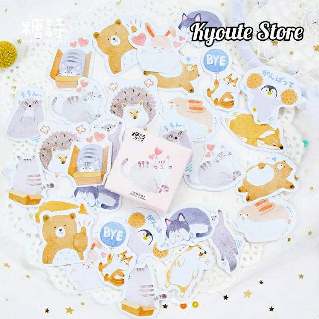 

45 pcs Sticker Cute Animal Activity Dekorasi Scrapbook DIY Bujo Planner Diart Journal Catatan