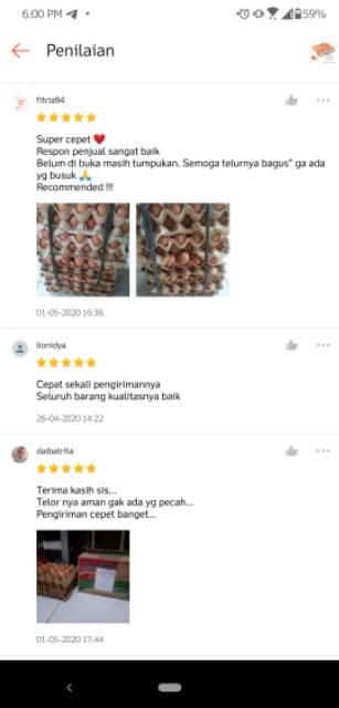 Telur Ayam 1 kg  Negeri Padang Segar Grosir / telor fresh termurah