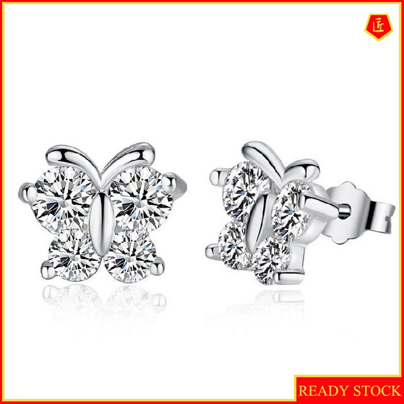 [Ready Stock]Silver Butterfly Studs Women's Simple Sweet