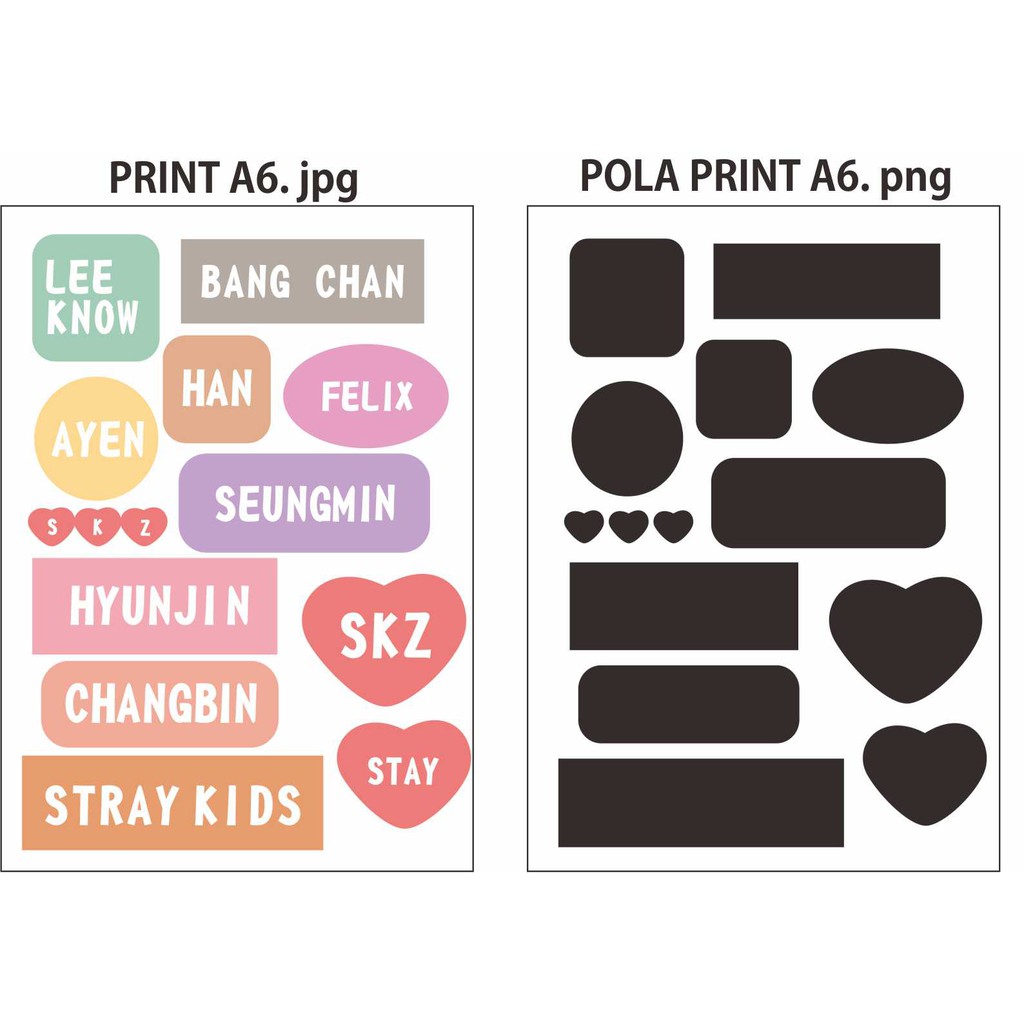 (HARGA PER SET) Sticker Custom ukuran A3, A4, A5, A6 (Sticker Label, sticker cutting, sticker deco, kpop, jpop, dll) By. STORY.LIME