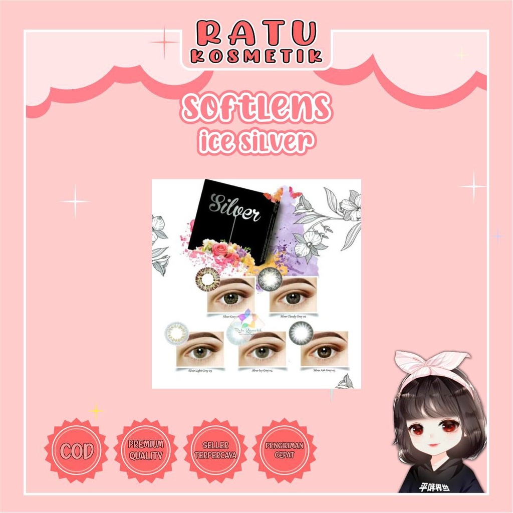 ❤ RATU ❤ Softlens X2 Ice Silver Normal | Soflens Ice Silver By X2 Big Eyes Dia 15mm