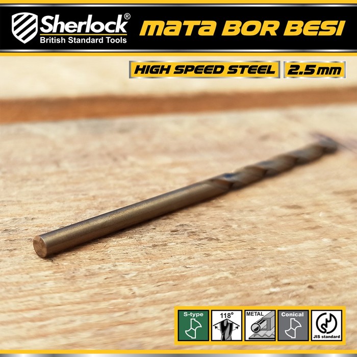 Mata Bor Besi 2.5 mm / Sherlock JIS Standard High Speed Steel Cobalt (1 Pcs)