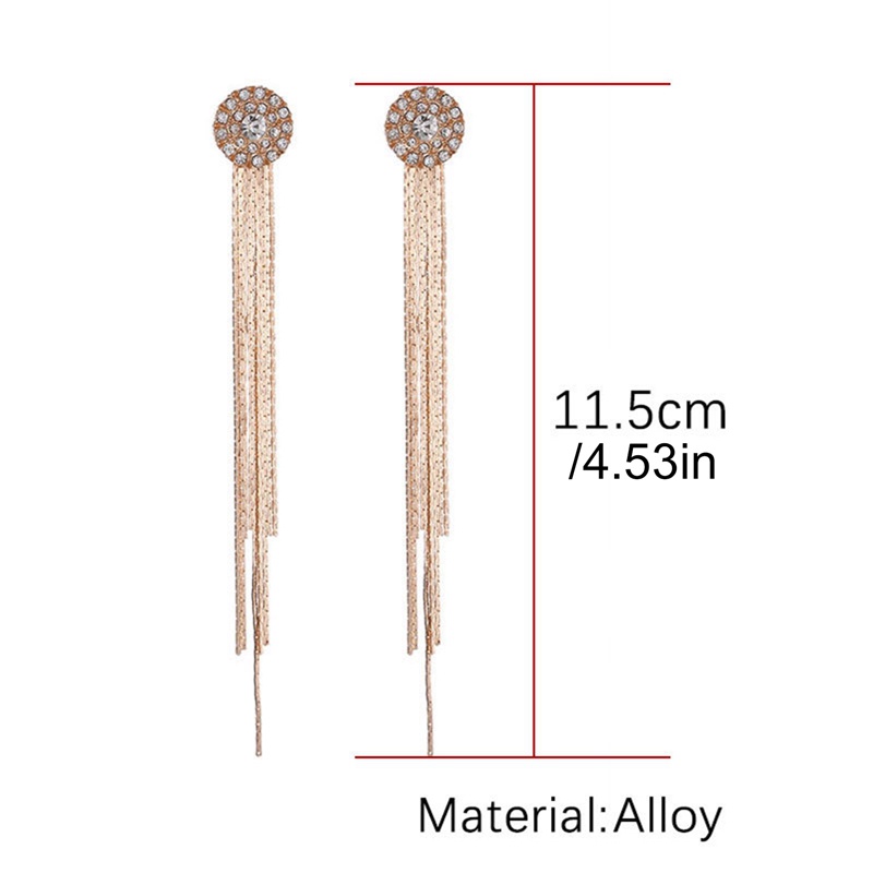 Anting Gantung Panjang Model Rumbai Dengan Berlian Untuk Wanita