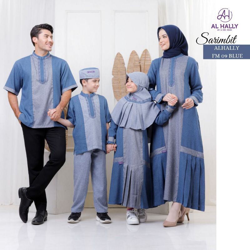 (COD) Terbaru pasangan Couple AL HALLY FM 09 BLUE ll gamis koko couple sarimbit ORI - AL HALLY