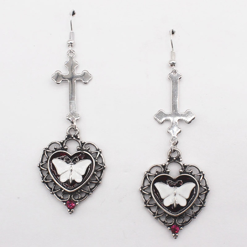 SIY  Gothic Cross Earrings Butterfly Earrings Exquisite Silver Earrings Charm Earrings Body Jewelry Suitable for Ladies Girls