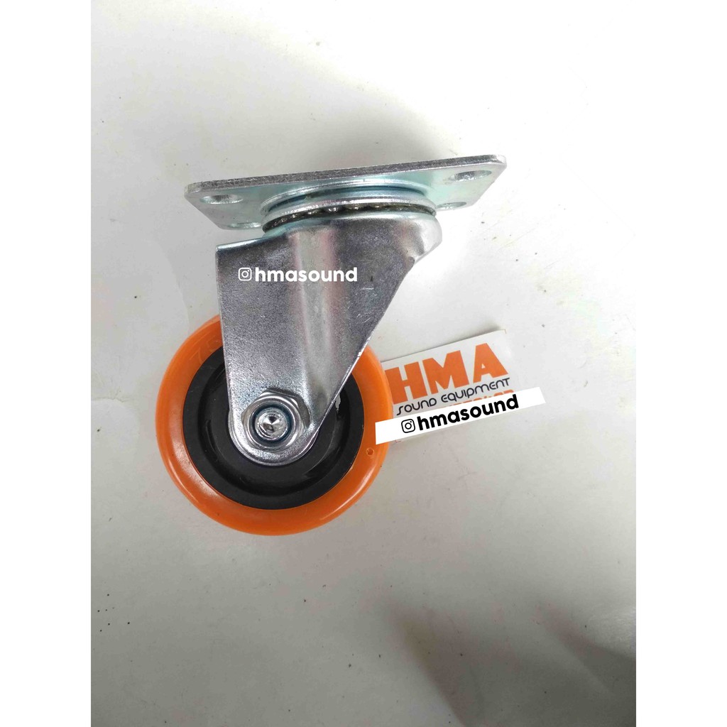 Roda PU Troli Trolley 3in Oranye Hidup + Rem Hardcase Flightcase 1set
