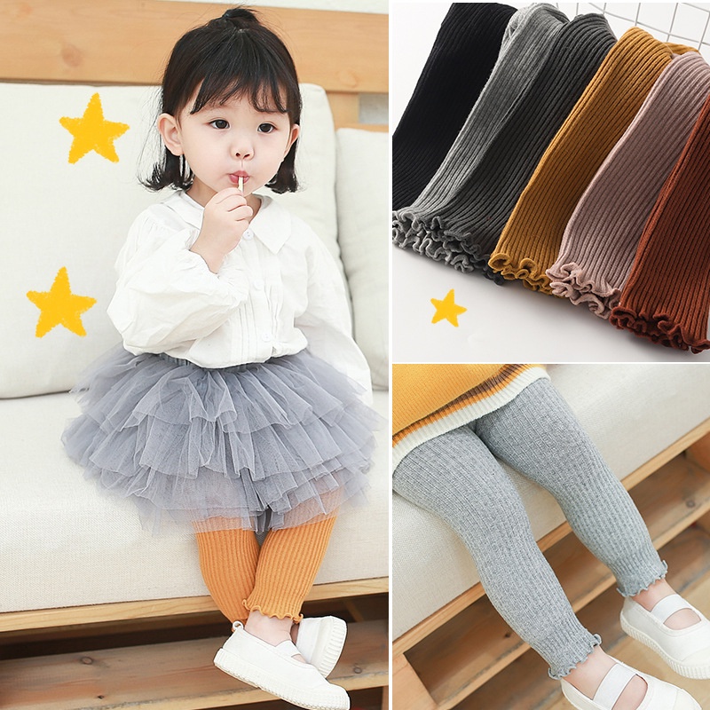 Legging buka kaki bayi / anak import motif truffle  warna polos