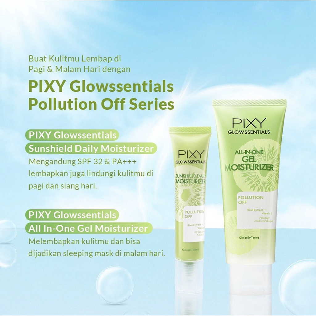 PIXY Glowssentials Pollution Off Series - Face Wash | Clay + Scrub Mask | Gel Moisturizer | Protecting face Mist | Sun Daily