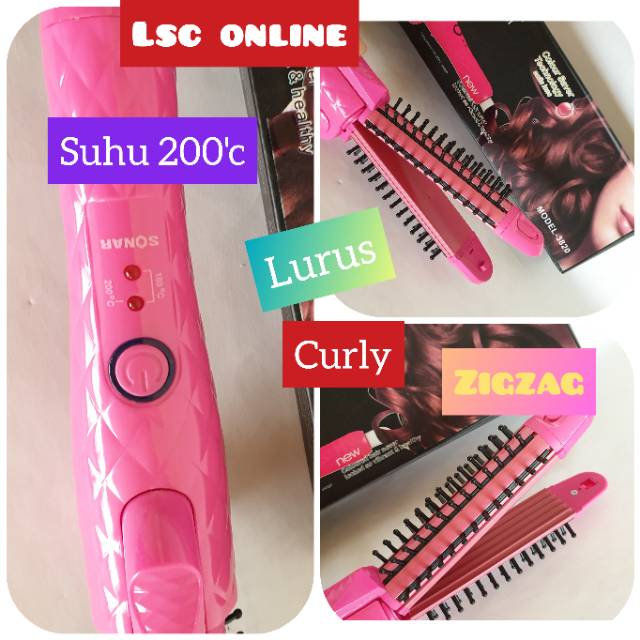 Catok Rambut  Sonar Catokan Lipat 3IN1 Curly Keriting Lurus Rebonding DAN ZIGZAG Genting SN 3820