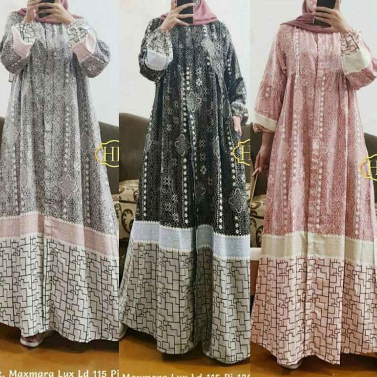 ⇓ GAMIS NADEEA JUMBO MAXMARA LUX BUSUI MOTIF ETNIK KEKINIAN ฿