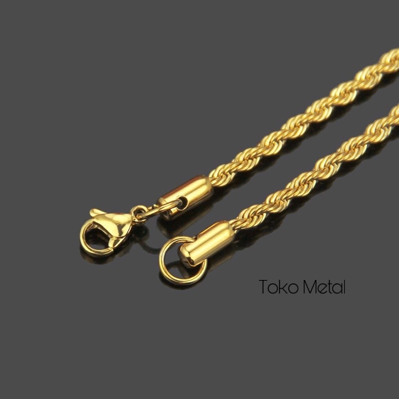 Kalung Titanium Tambang Pria Dan Wanita Anti Karat Gold [ Toko Metal ]