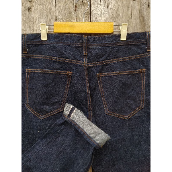 giordano selvedge jeans crop straight blue indigo size 34 second original