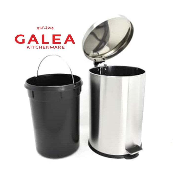 Tempat Sampah Injak Injek Stainless / Tong Sampah Bulat Injak Nginjak 3 5 8 12 20 30 Liter BET-7