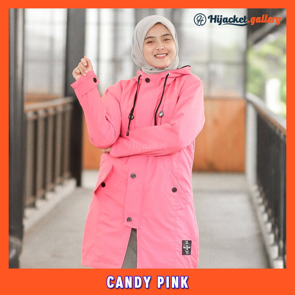 Hijacket Original Ixora Hijaket Jaket Jacket Wanita Muslimah Jaket Parka Parasut Cewek Jumbo Murah Terbaru Jaket Hijaber-CANDY PINK