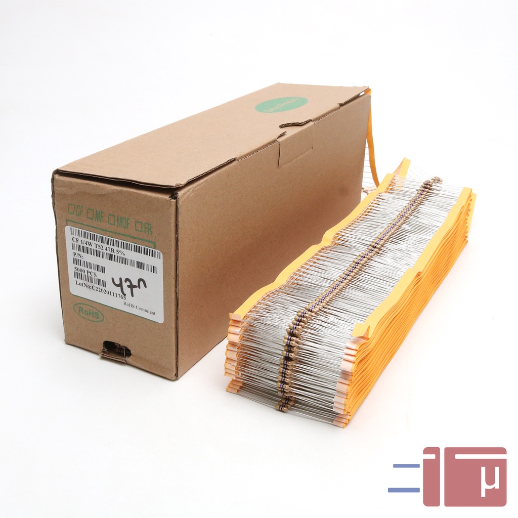 X10 Resistor 47R 47 Ohm 1/4W Karbon 5% Taiwan Kaki Tembaga