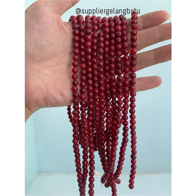 bahan gelang kalung batu 6mm ruby kilap coral tanzanite martapura akik