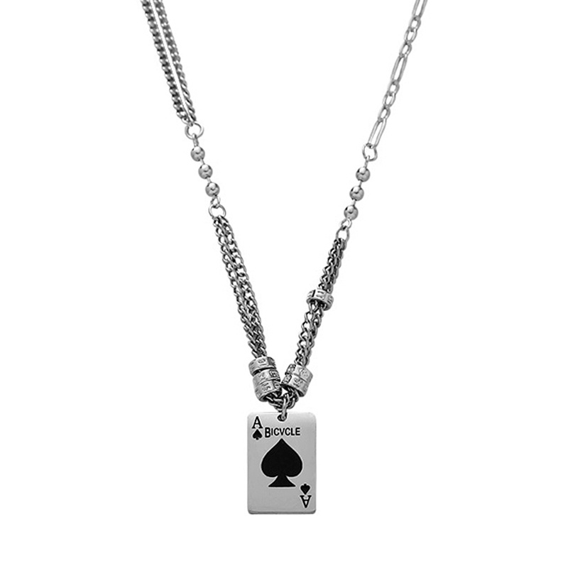 Kalung Dengan Liontin Huruf A Bahan stainless steel Titanium steel