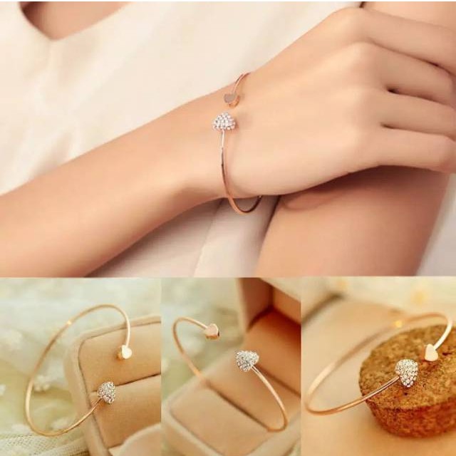 Gelang Emas Simple Love Permata Mini Cantik Da G38 Shopee Indonesia