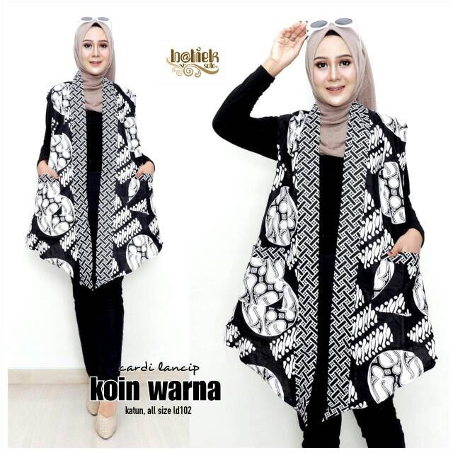 Cardi Lancip Koin Warna Outer Batik Modern Seragam Kantor Pesta Cardigan