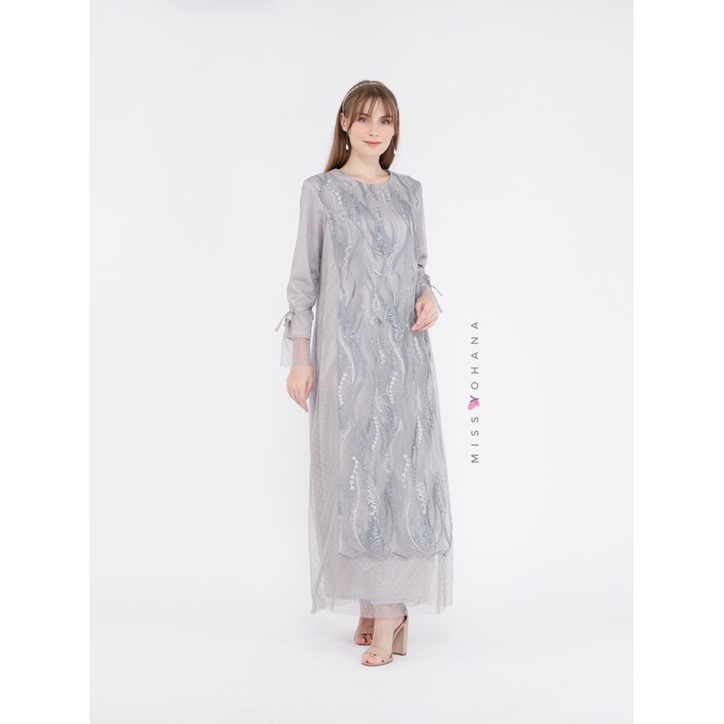 Scarlett Long Dress Pesta Muslim Silver