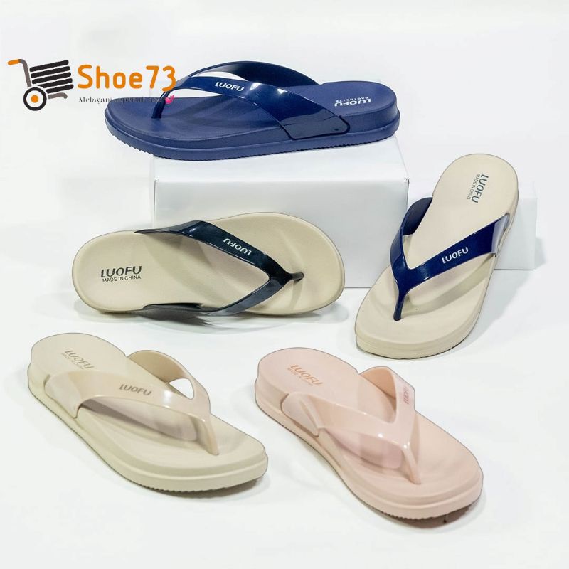 LUOFU E 7164 -BW SIZE 36-40 ORIGINAL l Sandal jepit jelly wanita l Sendal jepit cewek impor