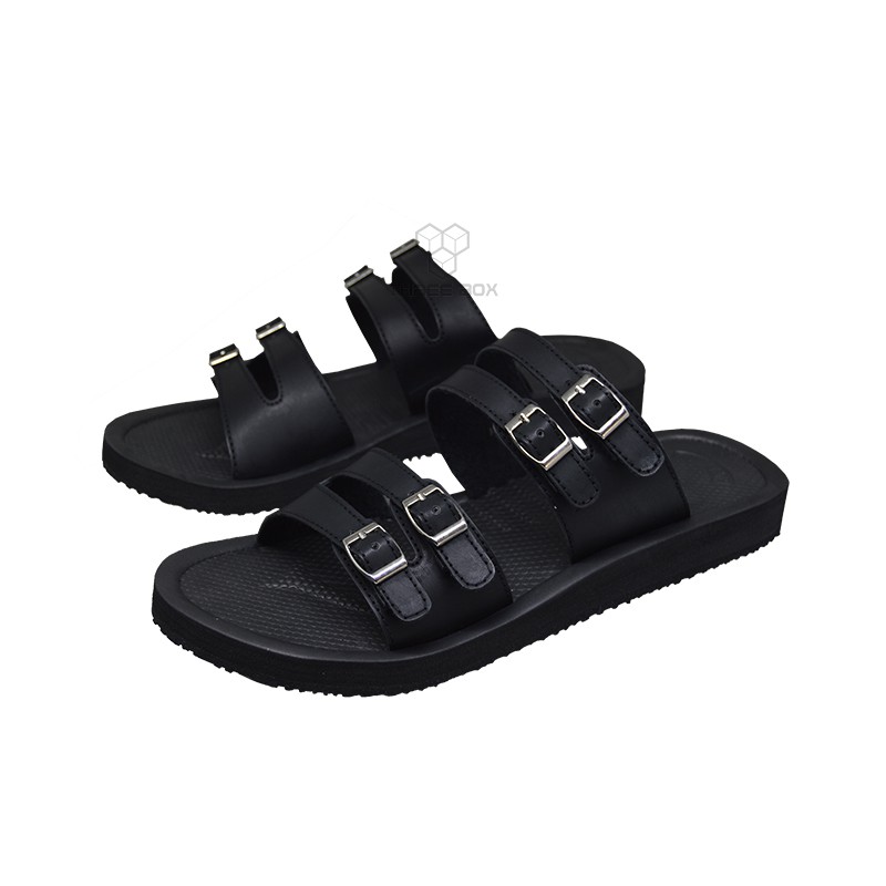 THREE BOX - Sandal Slide Cirninus Black Oversize Ringan Big Jumbo Size 45 46 47 48 49