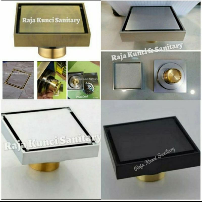 Smart Floor Drain Kuningqn Black/Hitam/Antik Brass(AB)/Chrome/Saringan Got Anti Bau/Anti Kecoa