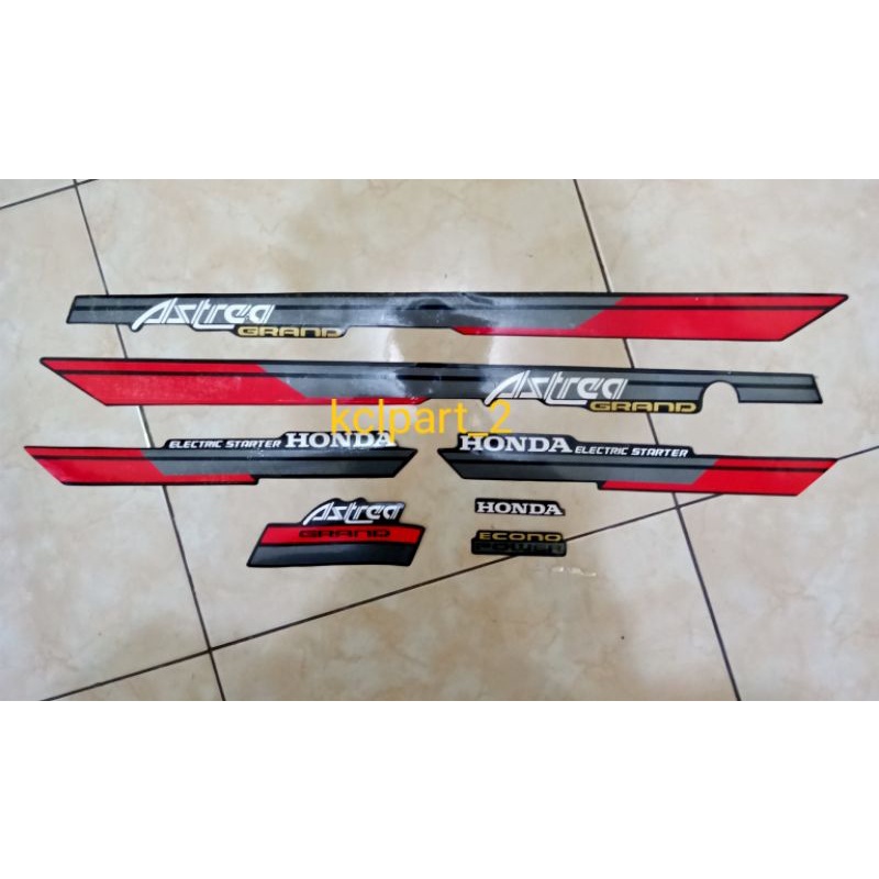 Stiker striping honda astrea grand bulus merah abu-abu