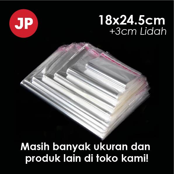 PLASTIK OPP LEM ukuran 18x27,5cm (1 pack isi 100 pcs)