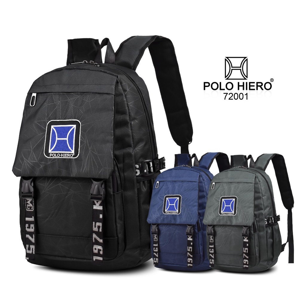 (RF) Tas Sekolah Polo Hiero 72001 Tas Ransel Backpack Kuliah Tas Kerja Tas Fashion Ransel Pria