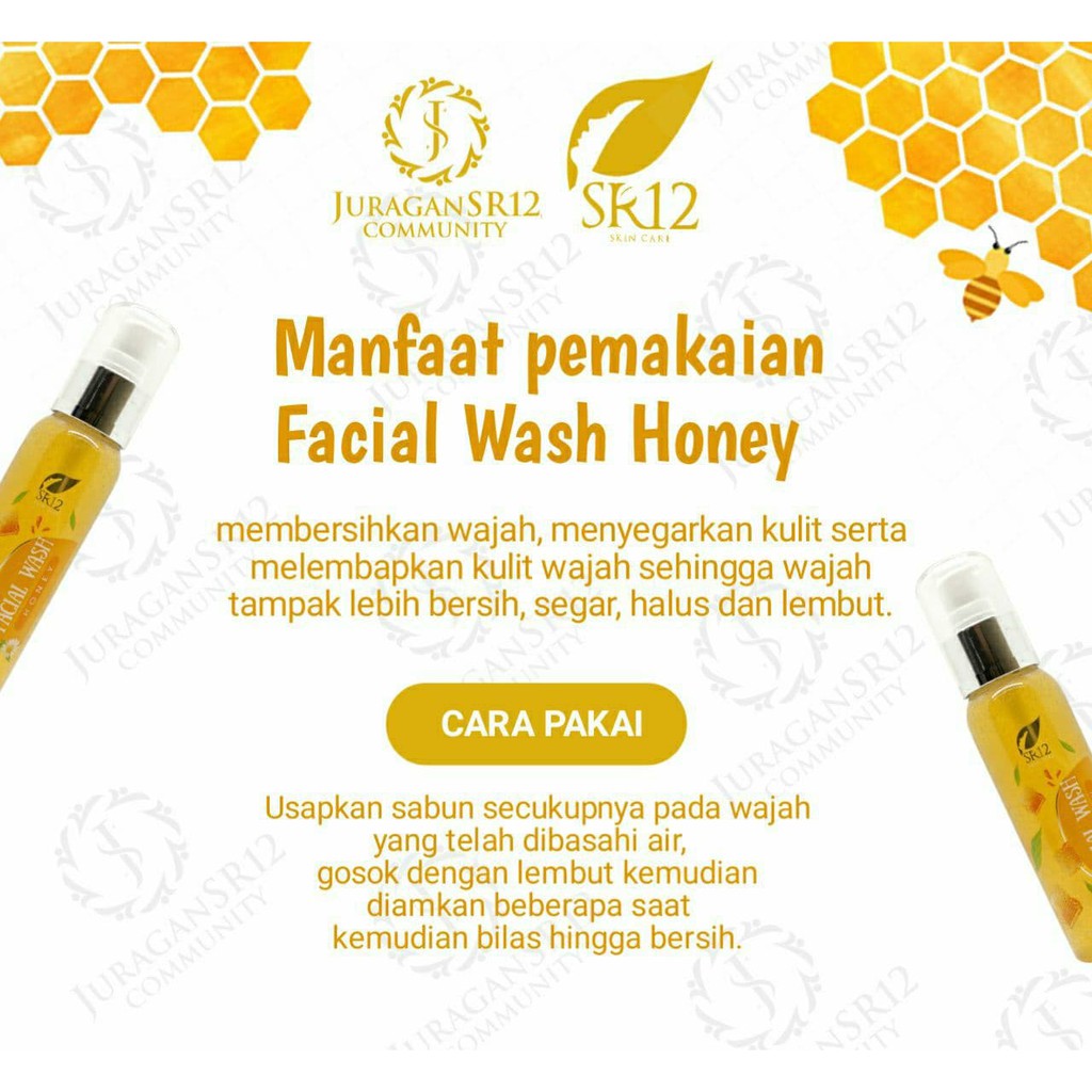 Facial Wash Madu Honey SR12 Sabun Muka Mencerahkan Wajah Kulit Kering dan Kusam Ori BPOM