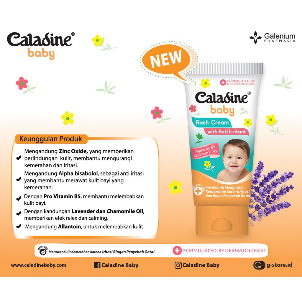 Caladine Baby Rash Cream 50gr - Krim Untuk Ruam dan Iritasi Bayi 50 gr