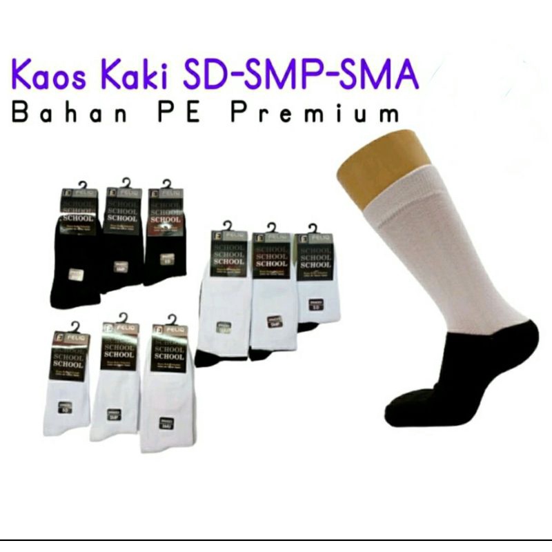 Kaos Kaki Sekolah Hitam Putih SD SMP SMA Bahan Lebih Lembut