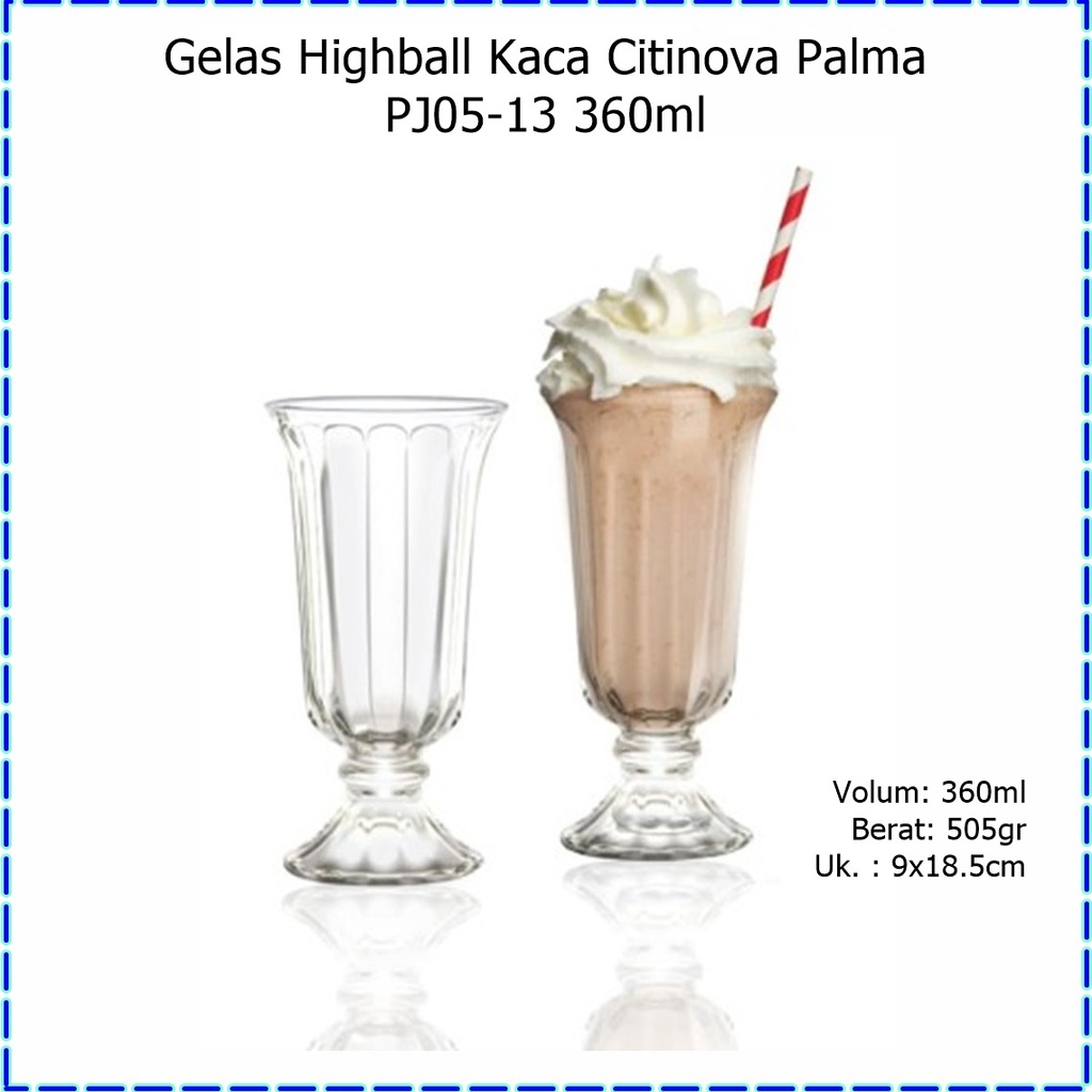 [6pcs] Gelas Tangkai Kaca/Gelas Es Krim Citinova Palma PJ05-13 360ml