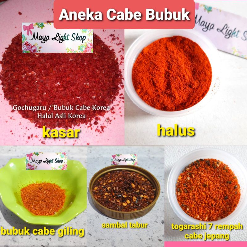 

Gochugaru kasar halus Nanami togarashi shichimi bubuk cabe pedas sambal korea jepang chili powder pedas cabai bubuk halal murah