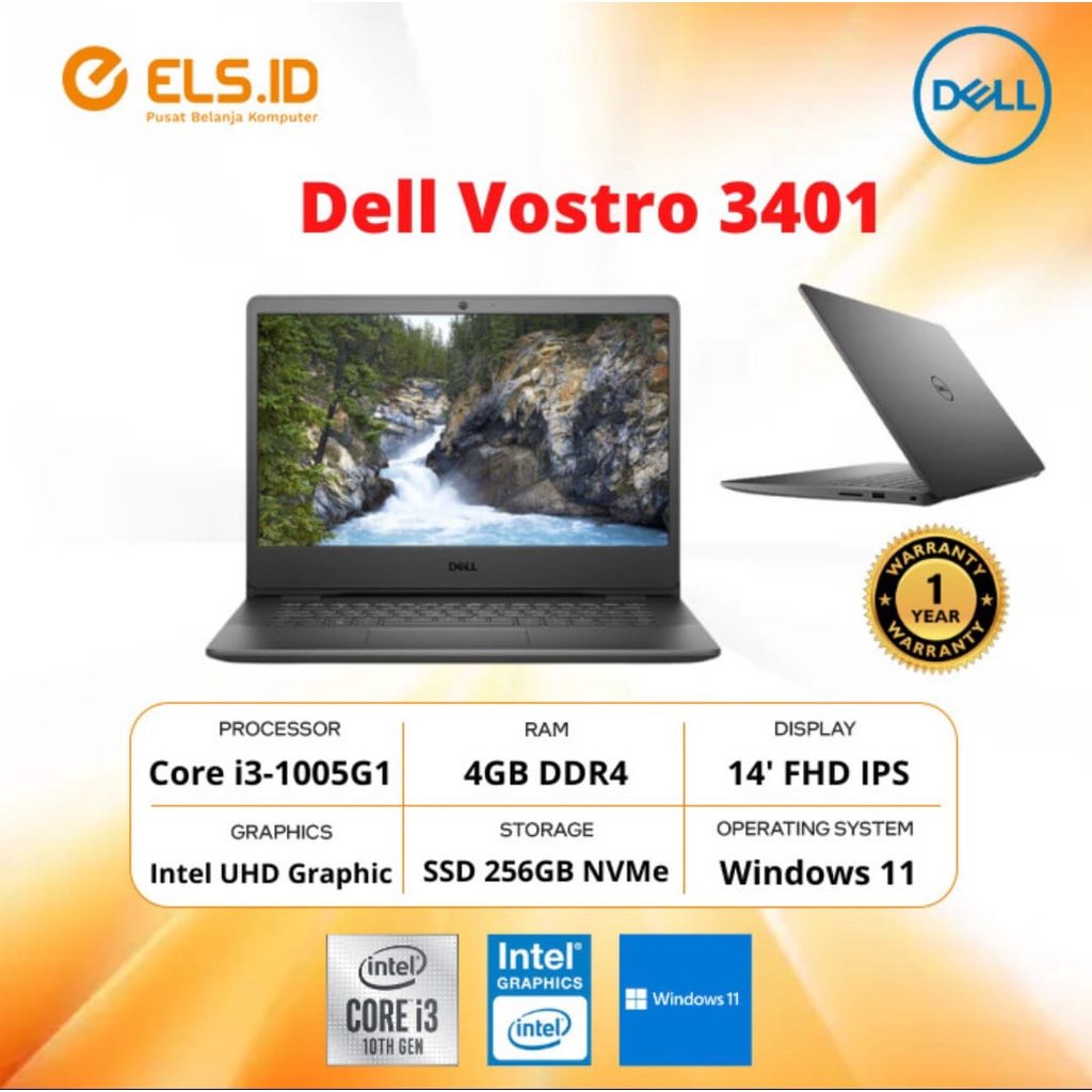 Dell Vostro V3401 - Black [i3 1005G1-4GB-SSD 256GB]
