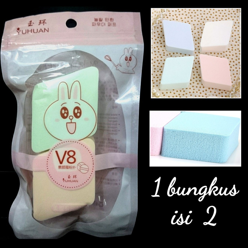 spons make up ketupat isi 2 yuhuan sponge make up puff cony line