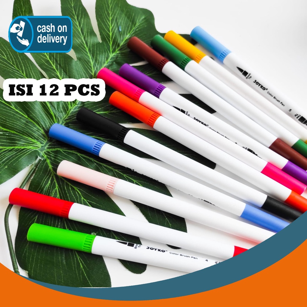 

BRUSH PEN 12 COLOR CLP-06 JOYKO DUAL TIP DOUBLE BRUSH ALAT TULIS KEKINIAN UNIK LUCU MURAH