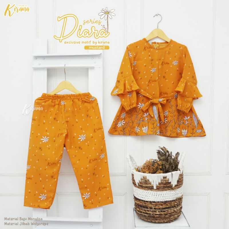 SETELAN ANAK MURAH SET JILBAB WARNA MUSTARD