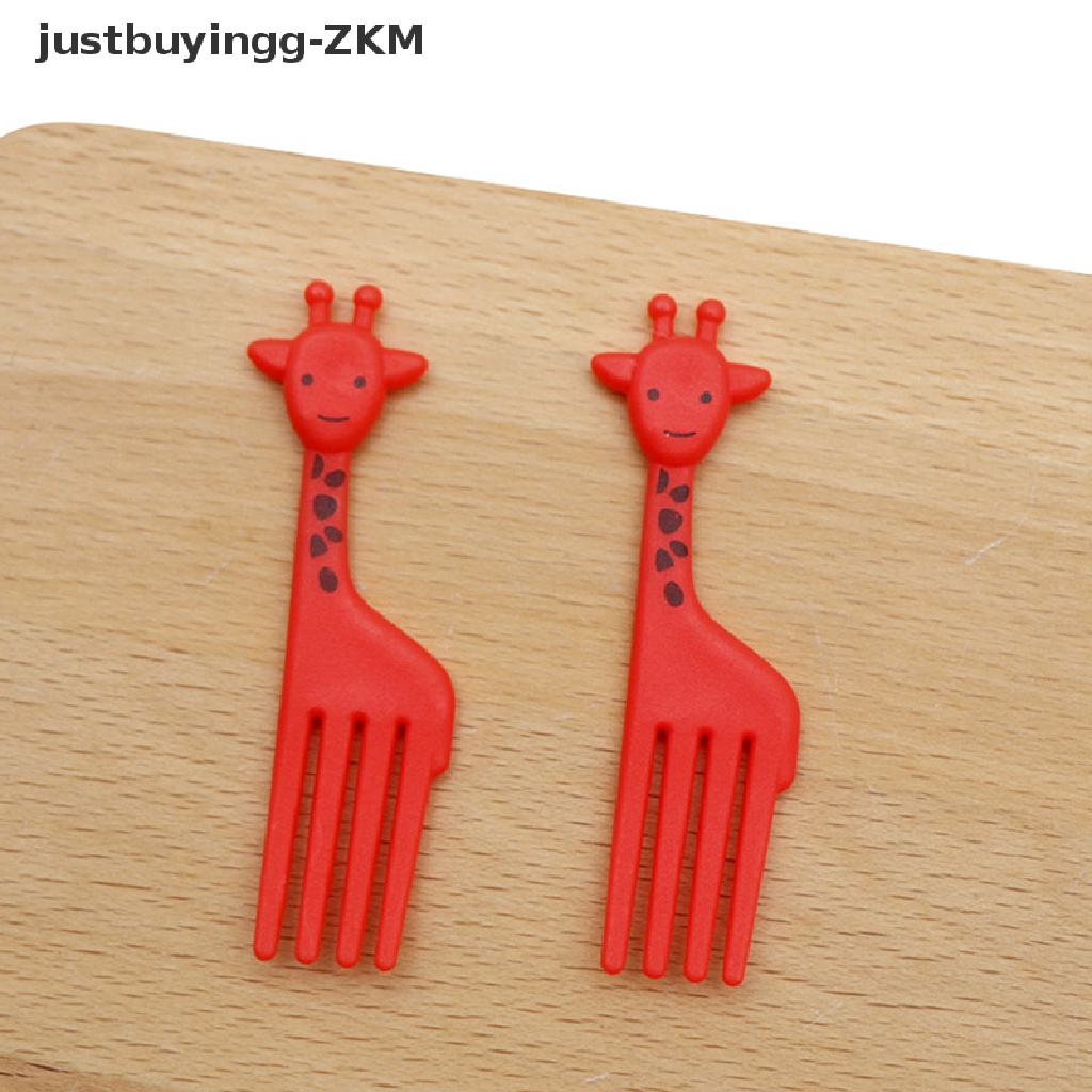 [justbuyingg] 10Pcs Mini Animal Theme Kids Fruit Fork Cartoon Snack Cake Dessert Toothpick [zkm]